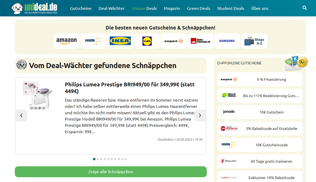 Unideal.de Portfolio Pharetis GmbH Werben auf Unideal